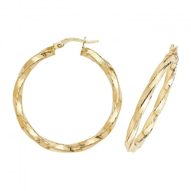 9ct Yellow Gold 30mm Hoop Earrings ER377