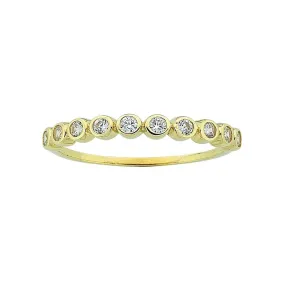 9ct Yellow Gold Cubic Zirconia Bezel Channel Set Stackable Ring