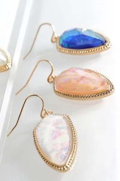 Acetate Marquee Shape Fish Hook Earrings