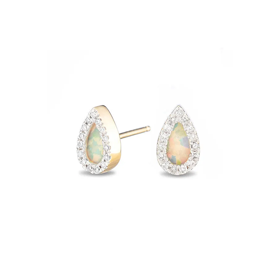 Adina- Opal   Diamond Teardrop Posts
