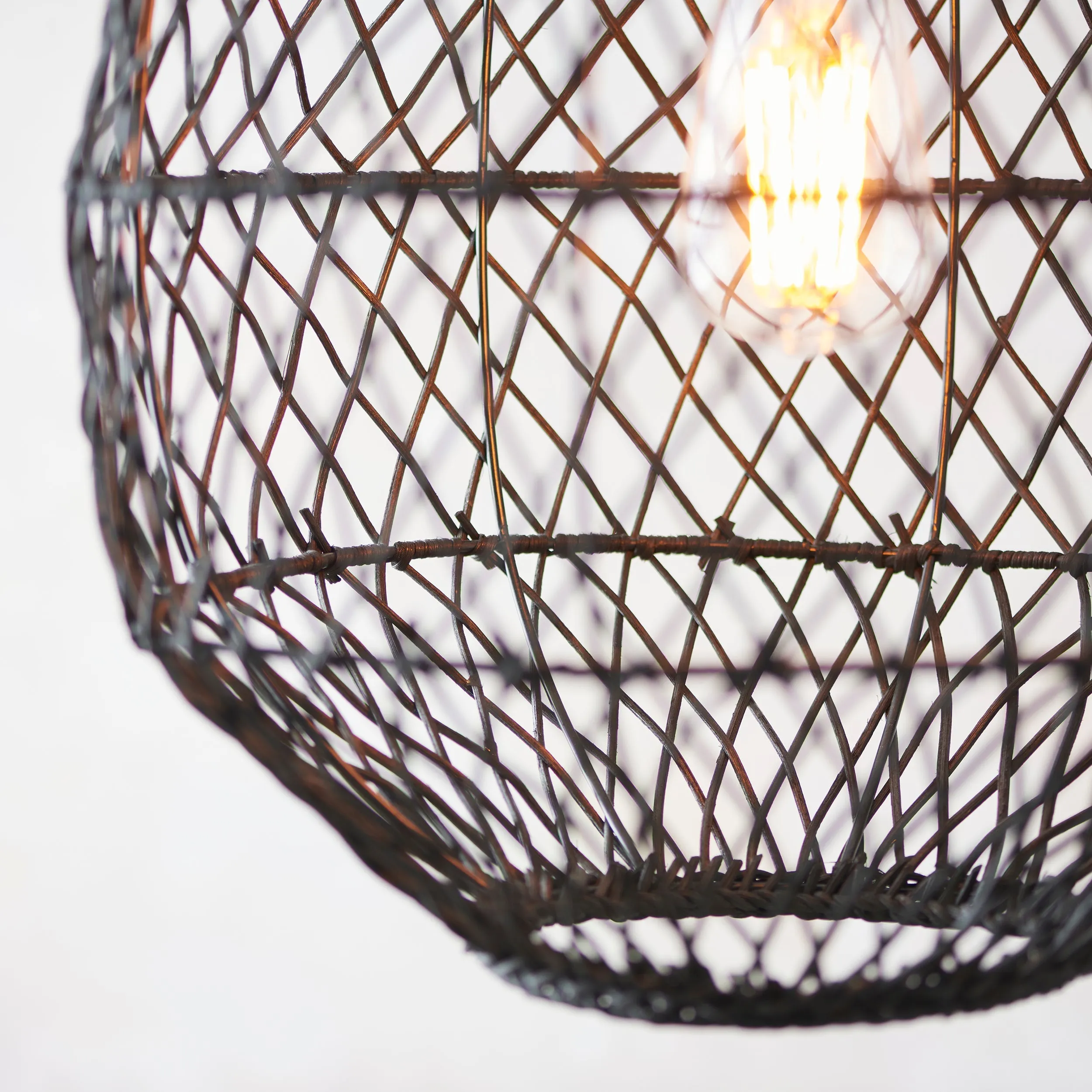 Amos Aviary Droplet Pendant Black Rattan