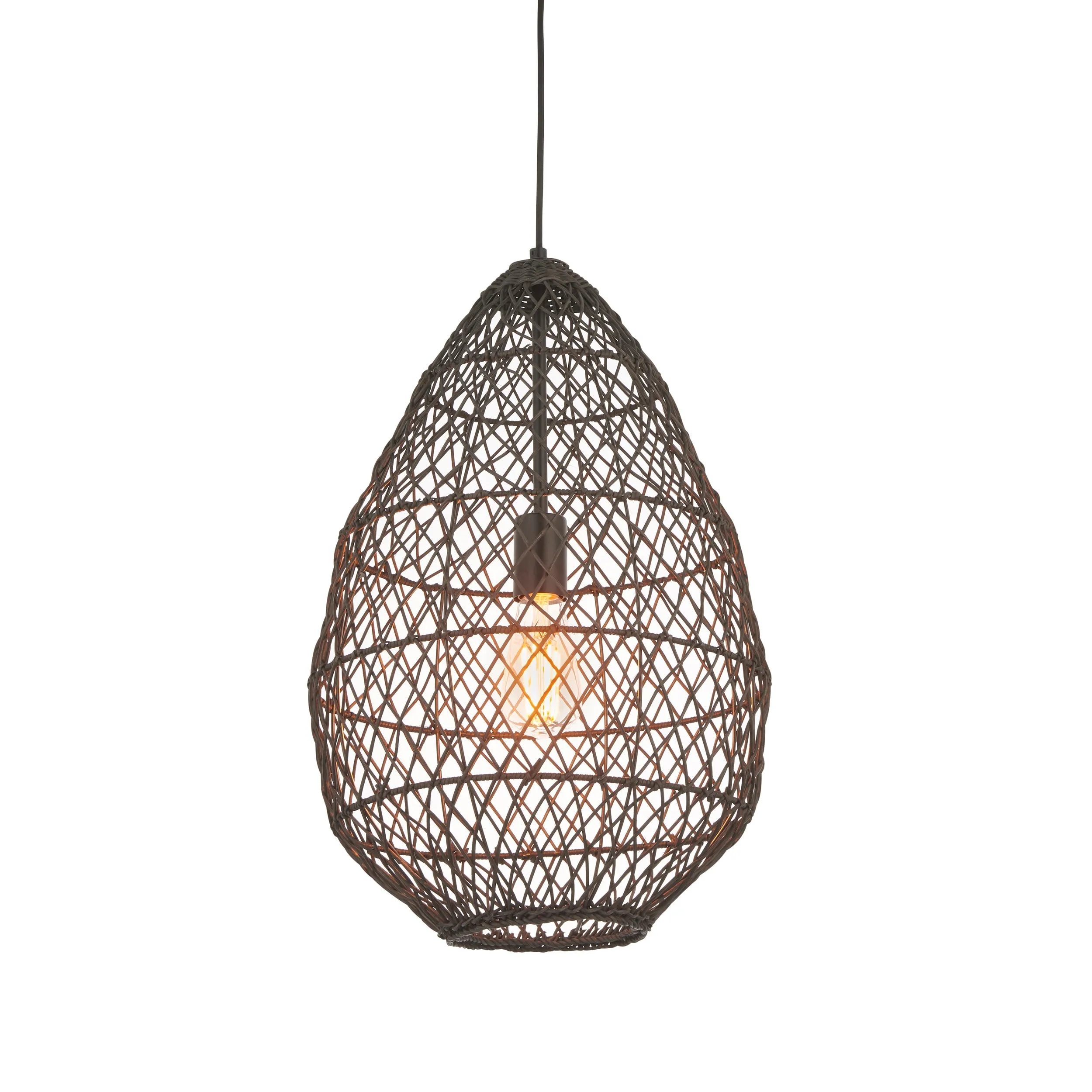 Amos Aviary Droplet Pendant Black Rattan