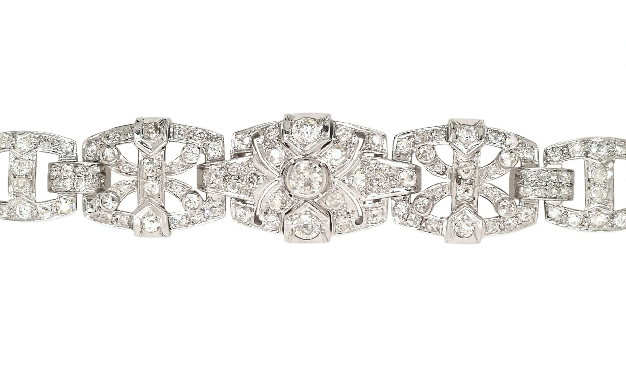 Antique 1930s Art Deco 6.0ct Old Cut Diamond & Platinum Bracelet