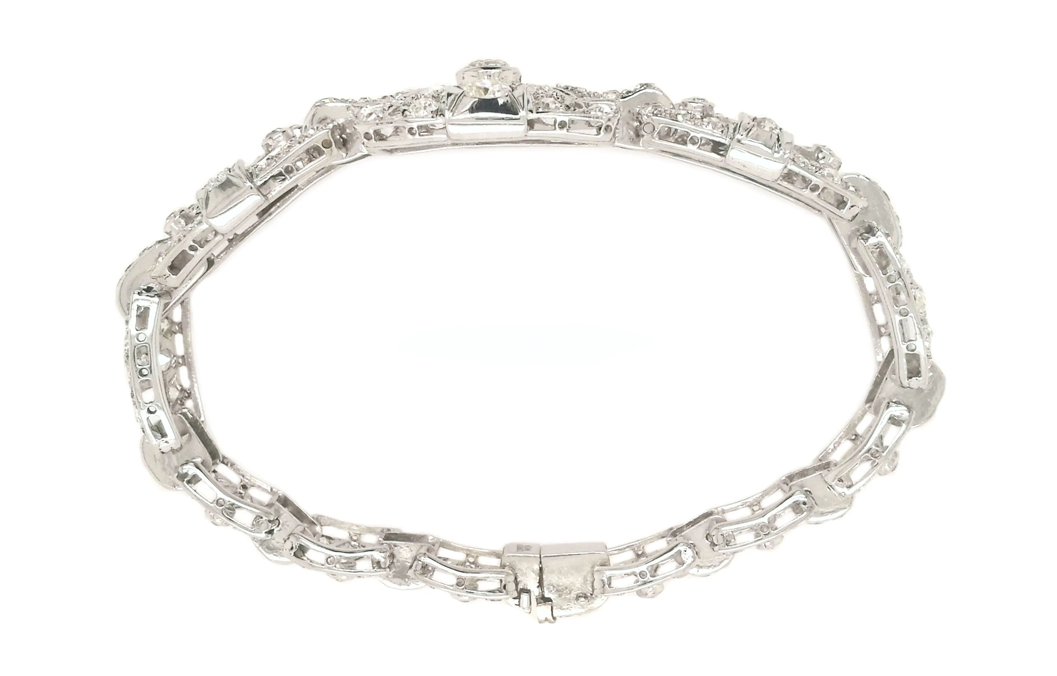 Antique 1930s Art Deco 6.0ct Old Cut Diamond & Platinum Bracelet