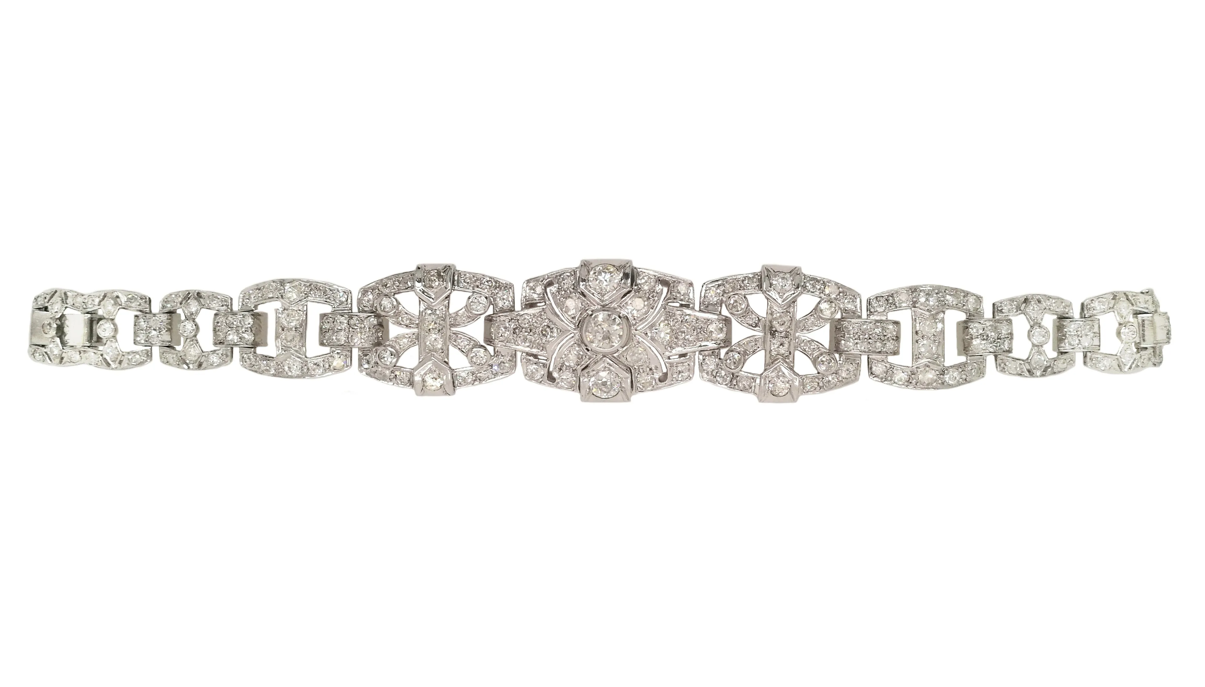 Antique 1930s Art Deco 6.0ct Old Cut Diamond & Platinum Bracelet