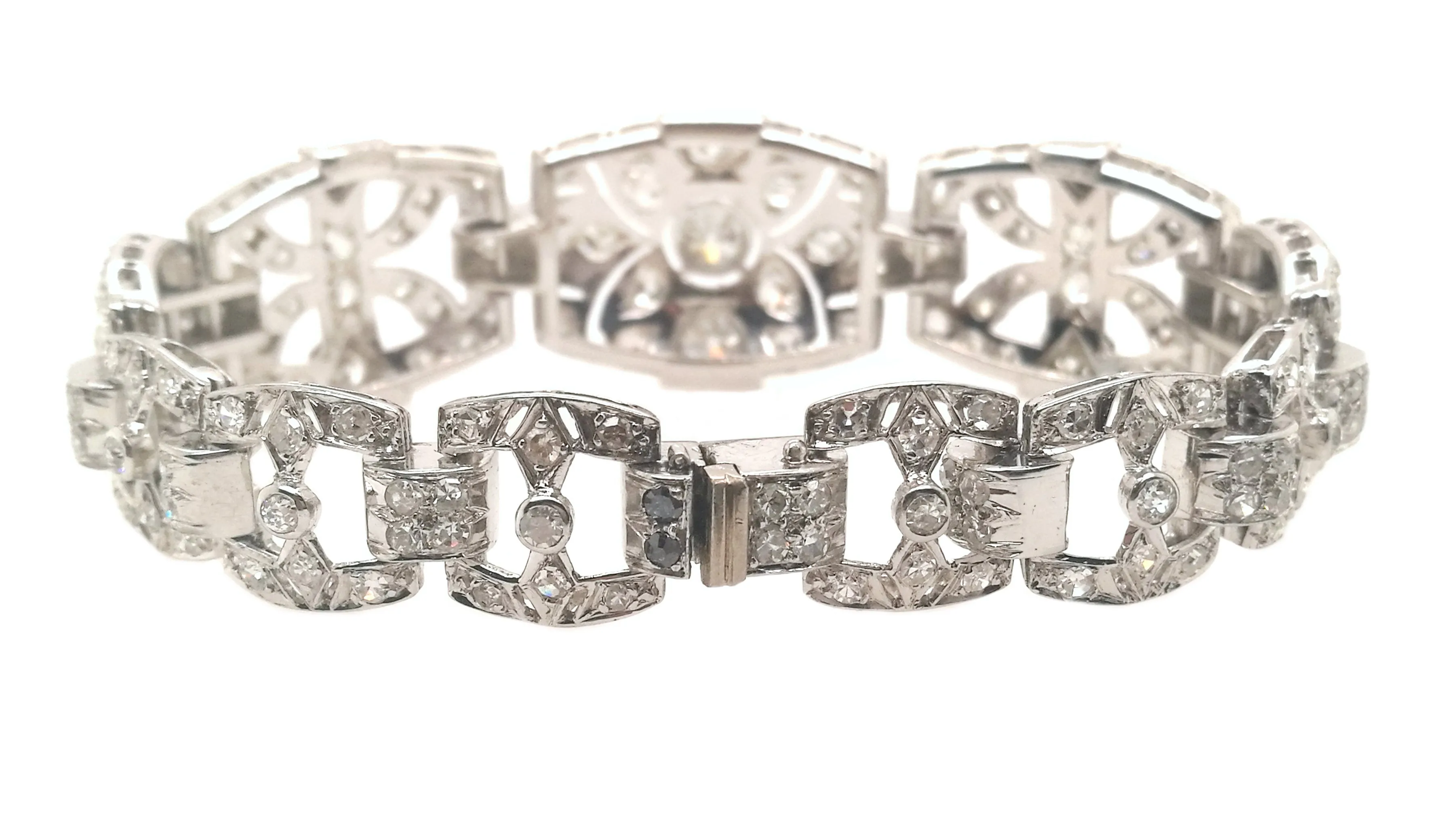 Antique 1930s Art Deco 6.0ct Old Cut Diamond & Platinum Bracelet