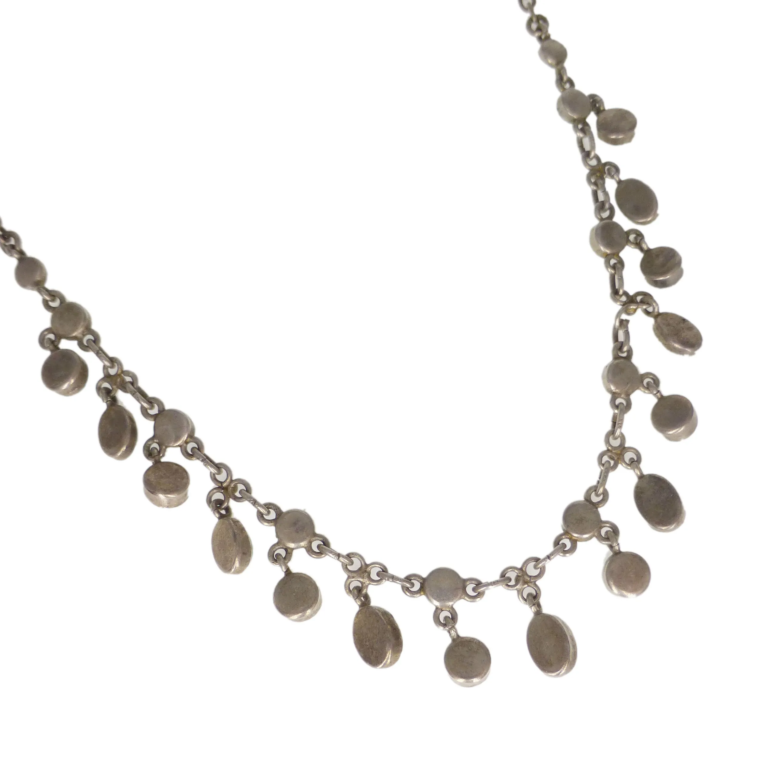 Antique Silver Bezel Set Turquoise Festoon Necklace