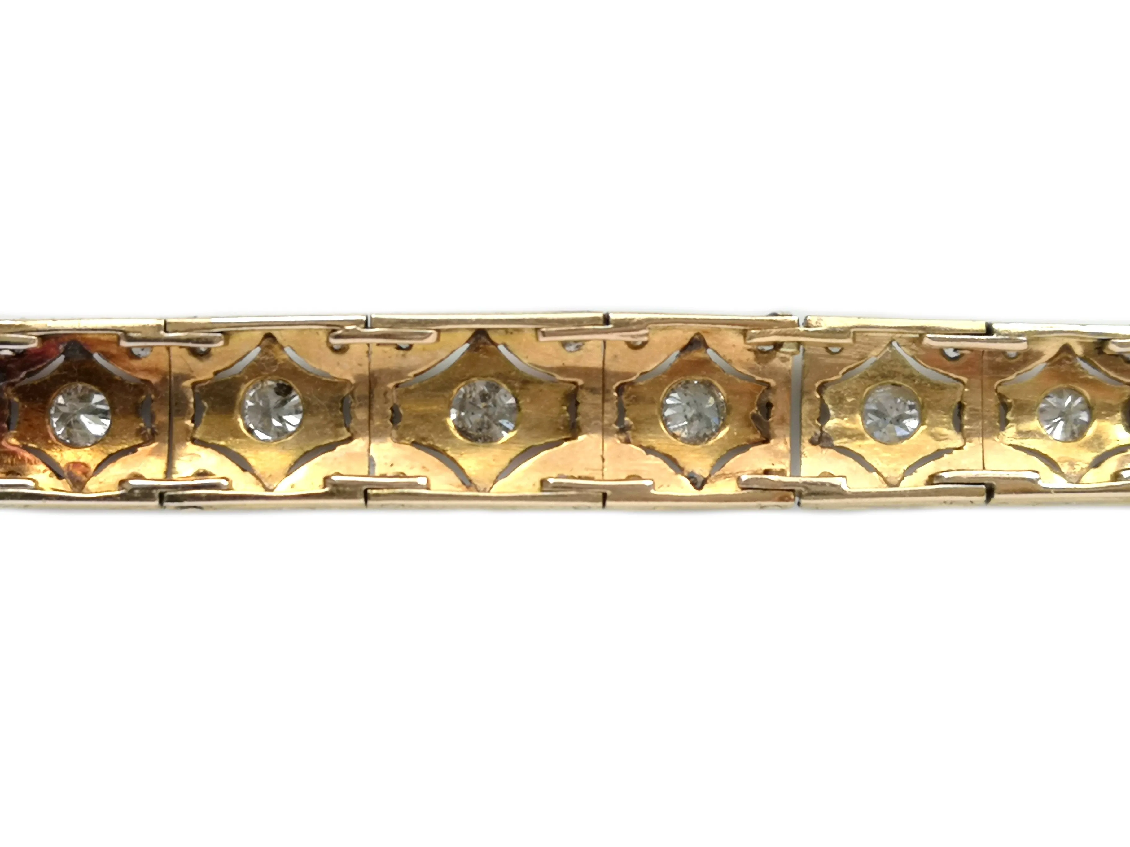 Art Deco Old Cut & Brilliant Diamond 14k Gold Platinum Bracelet