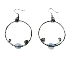 Artistic Wire Earrings with Natural Stone