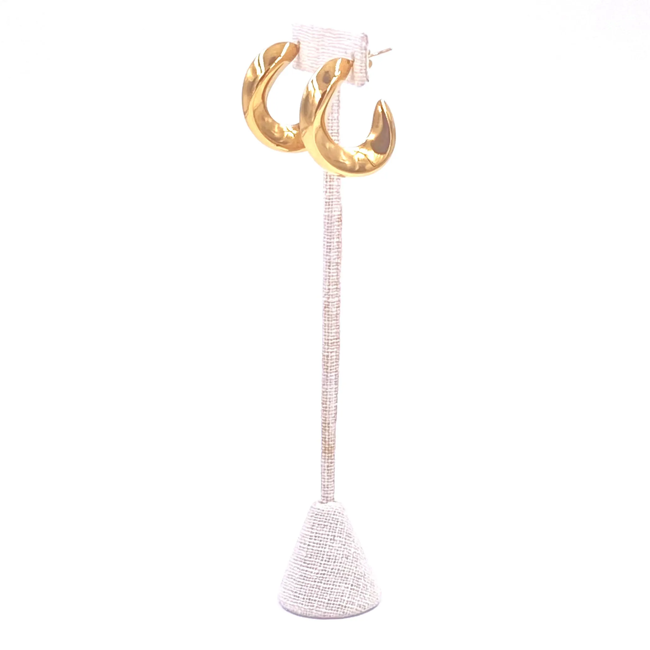 Ashley Gold Stainless Steel Gold Plated Groovy Hoop Earrings