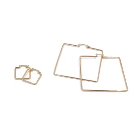 Ashley Gold Stainless Steel Gold Plated Square Hoop Earrings