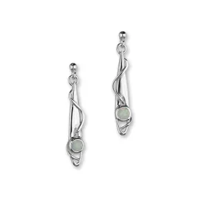 Aurora Sterling Silver & White Opal Long Drop Earrings, SE161