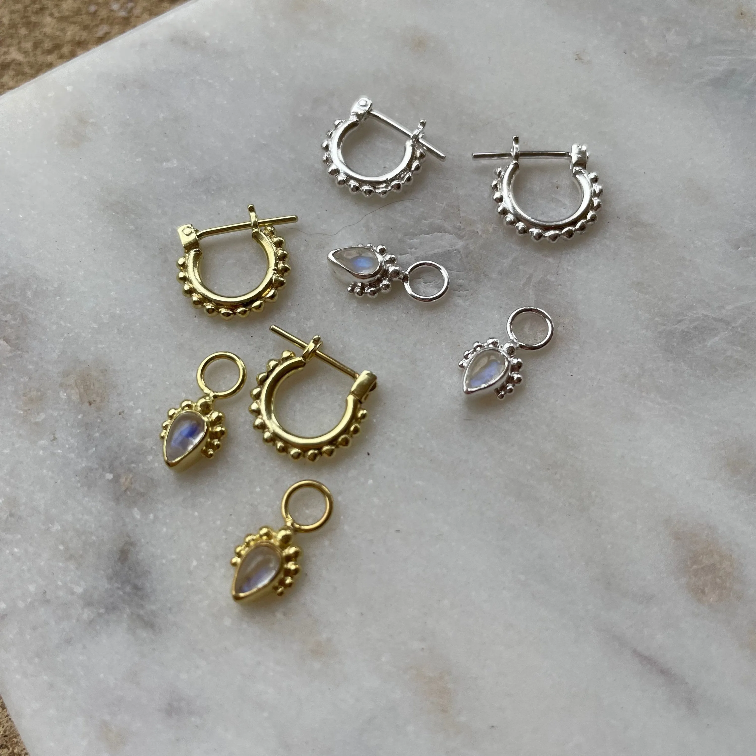 Avery Hoop Sterling Silver Rainbow Moonstone Hoops