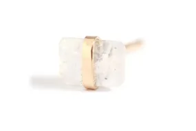 Bezel Wrapped Rainbow Moonstone Stud (half pair)