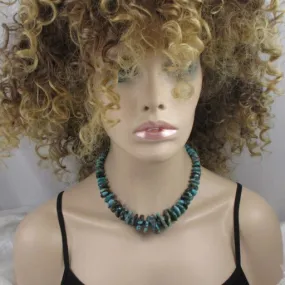 Big Turquoise Nugget Disk Statement Necklace