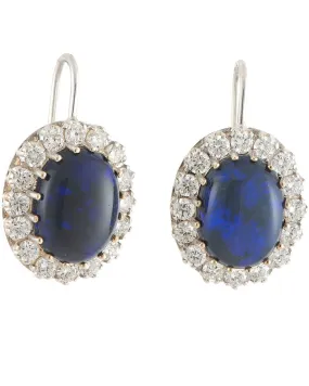 Black Opal and Diamond Earrings