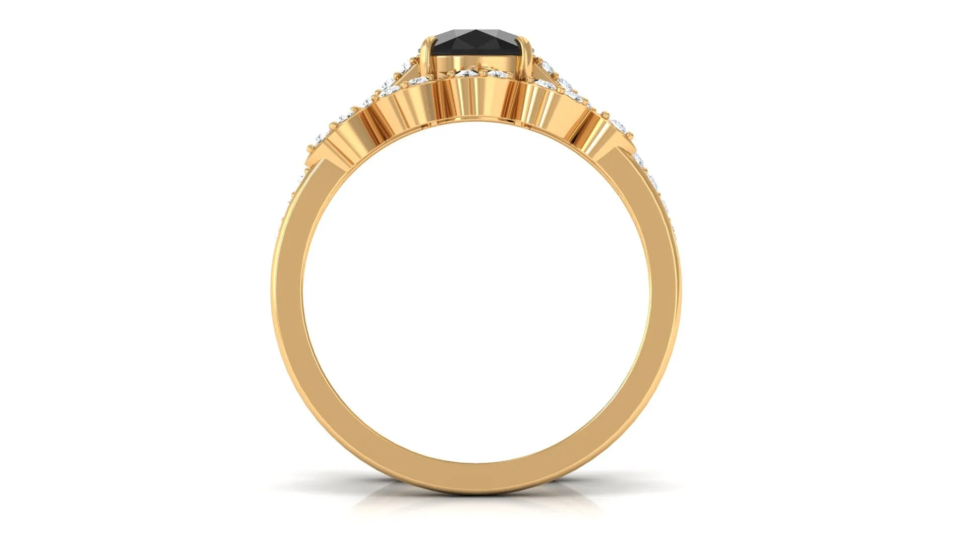 Black Spinel and Diamond Stackable Ring Set