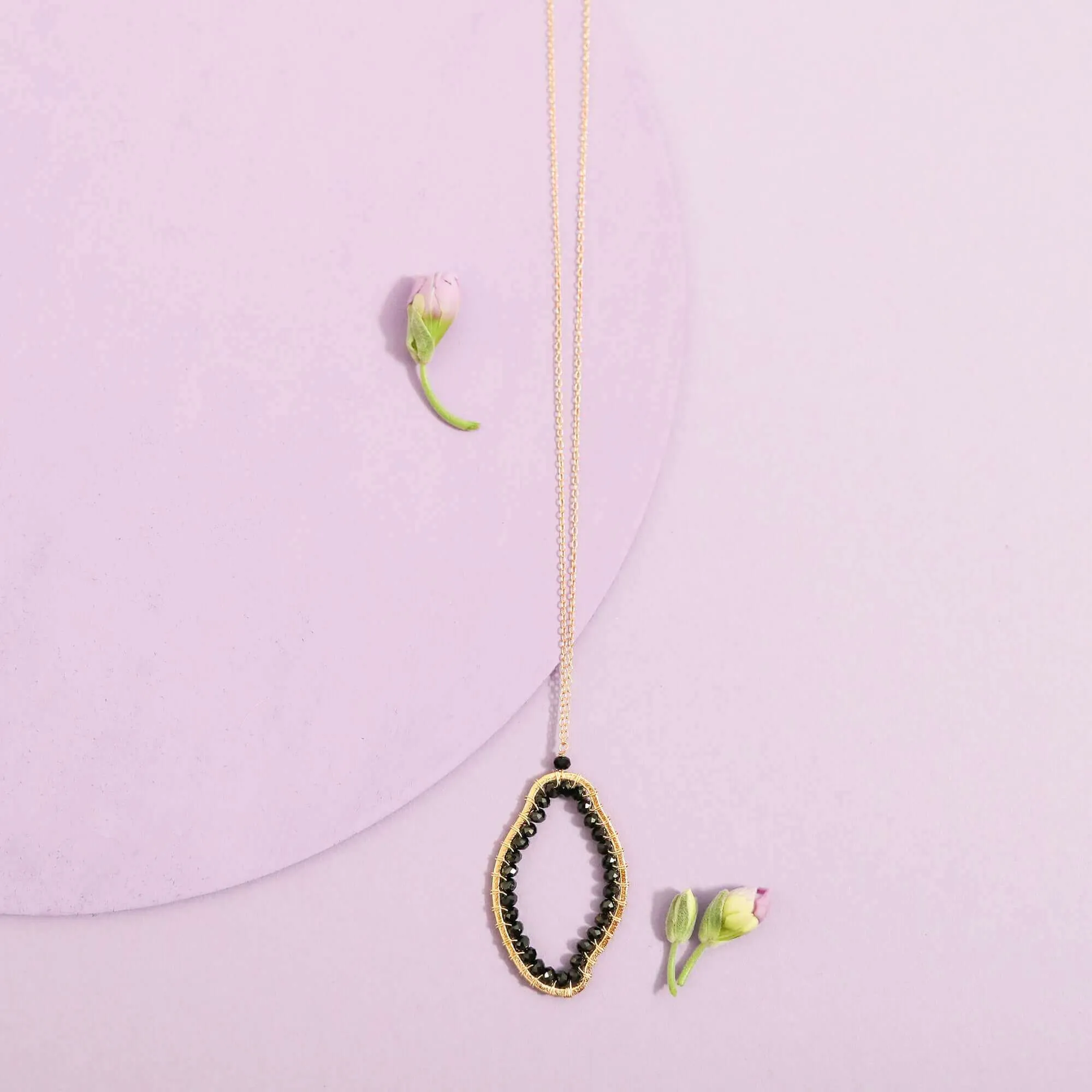 Black Spinel Freestyle Pendant Necklace