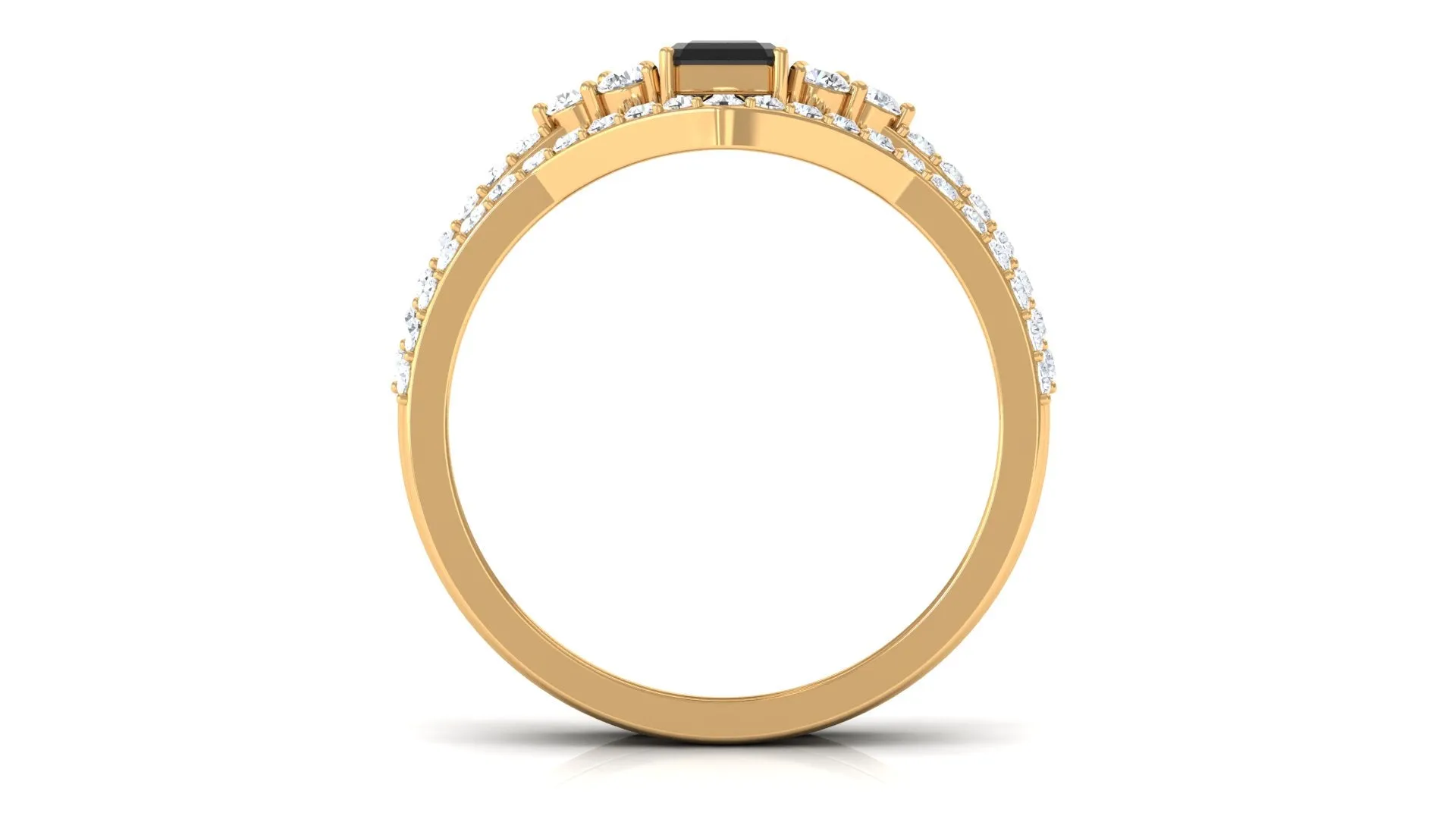 Black Spinel Stackable Ring Set with Diamond Stones