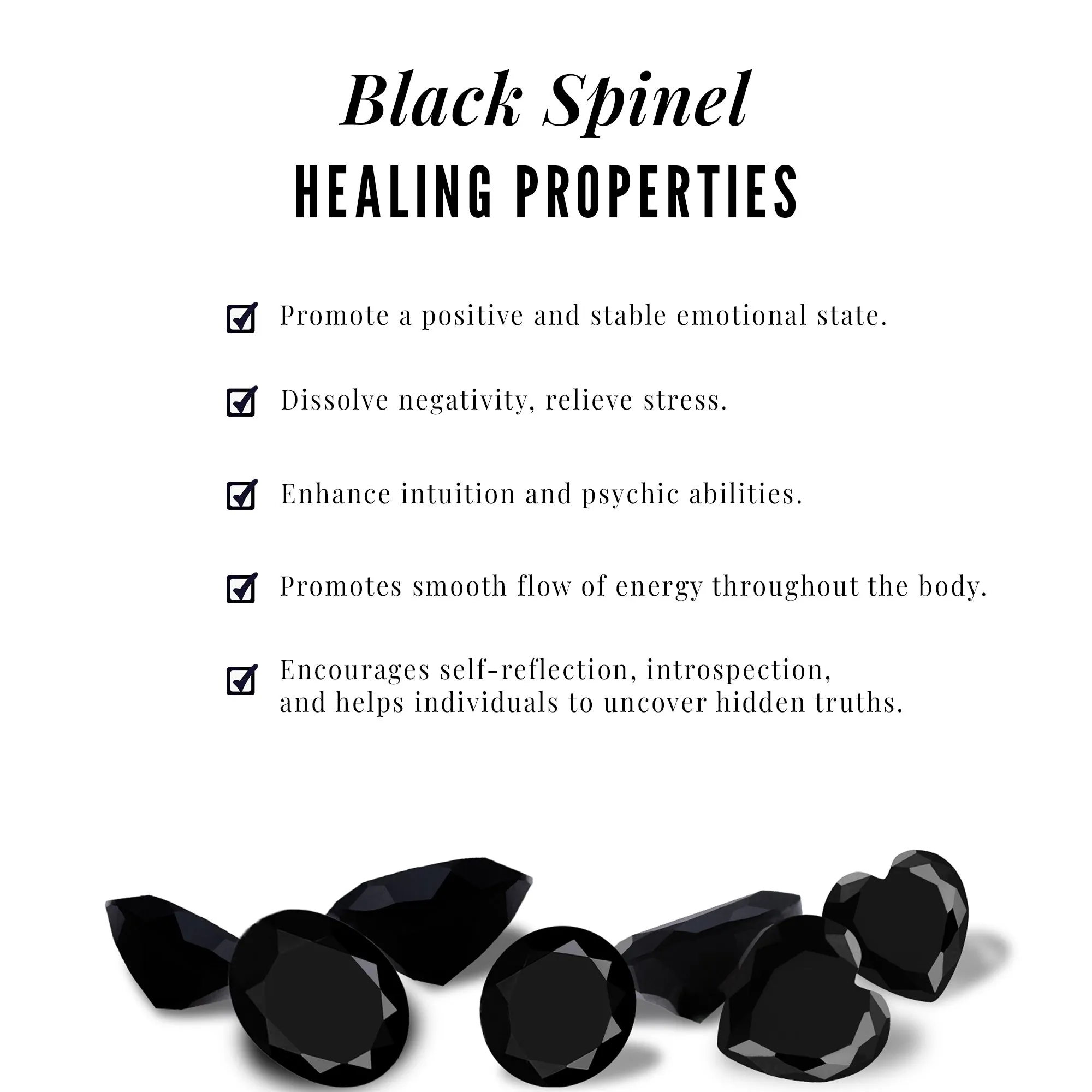 Black Spinel Stackable Ring Set with Diamond Stones