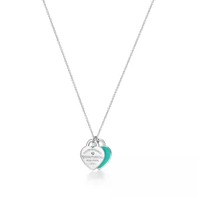 Blue Double Heart Tag Pendant