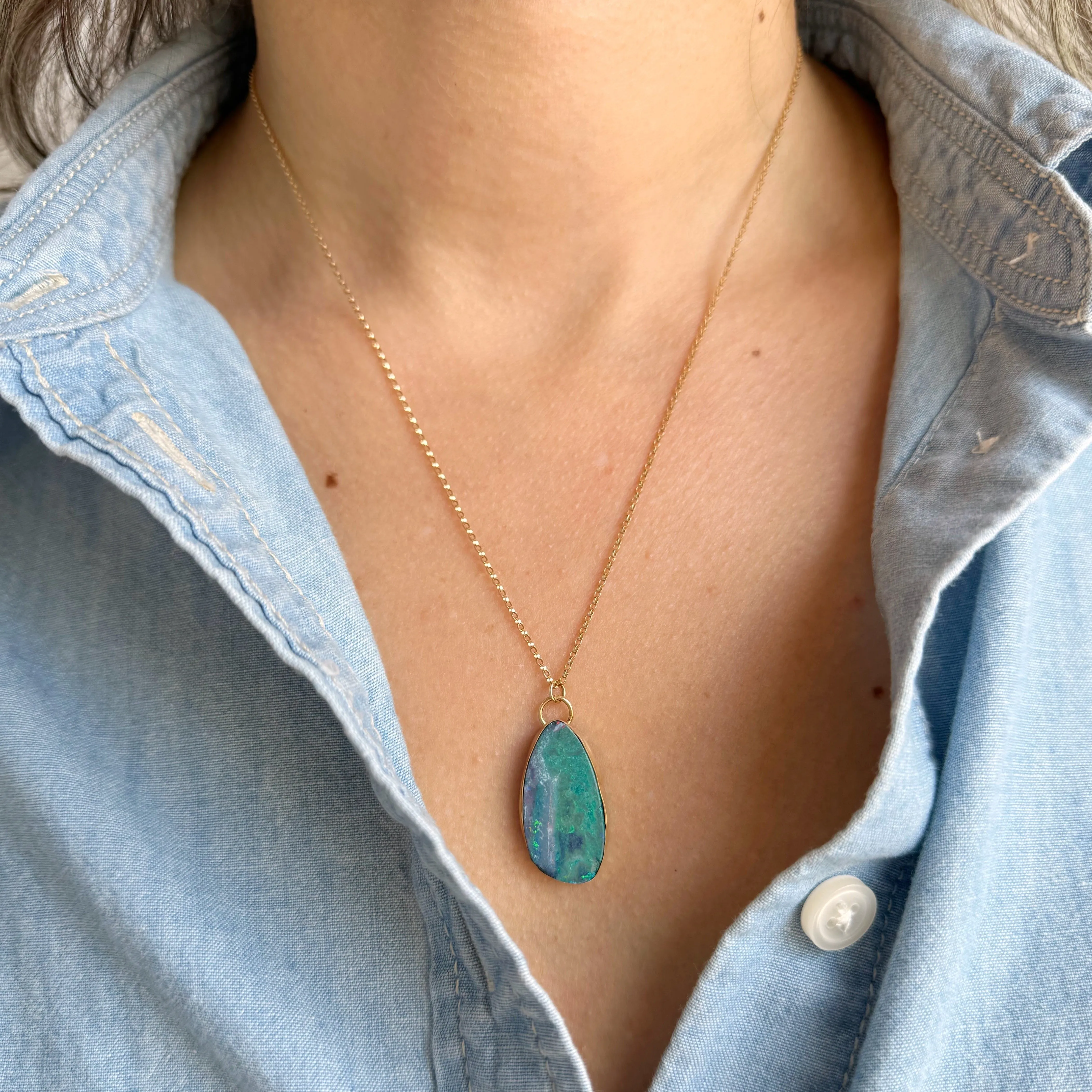 Blue Green Opal Necklace