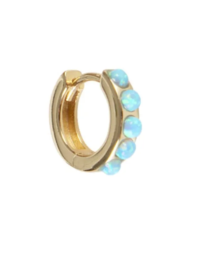 Blue Opal Crystal Huggies Gold