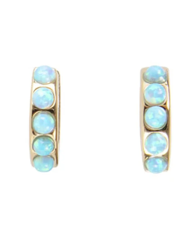 Blue Opal Crystal Huggies Gold
