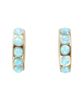 Blue Opal Crystal Huggies Gold
