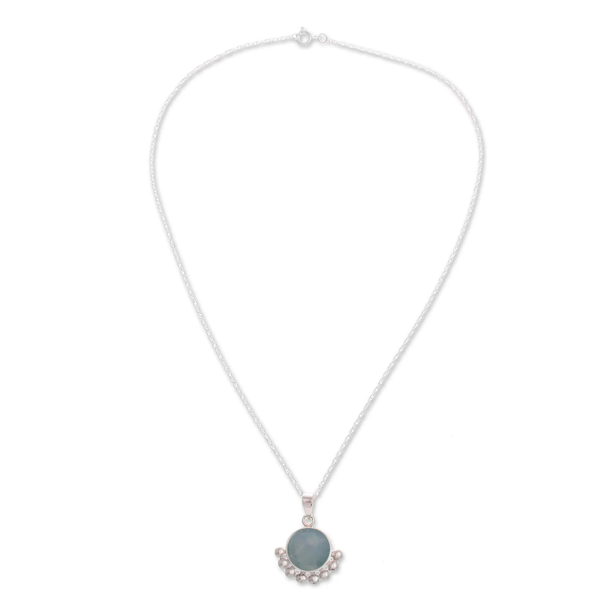 Blue Opal Pendant Necklace from Peru - Bauble Delight | NOVICA