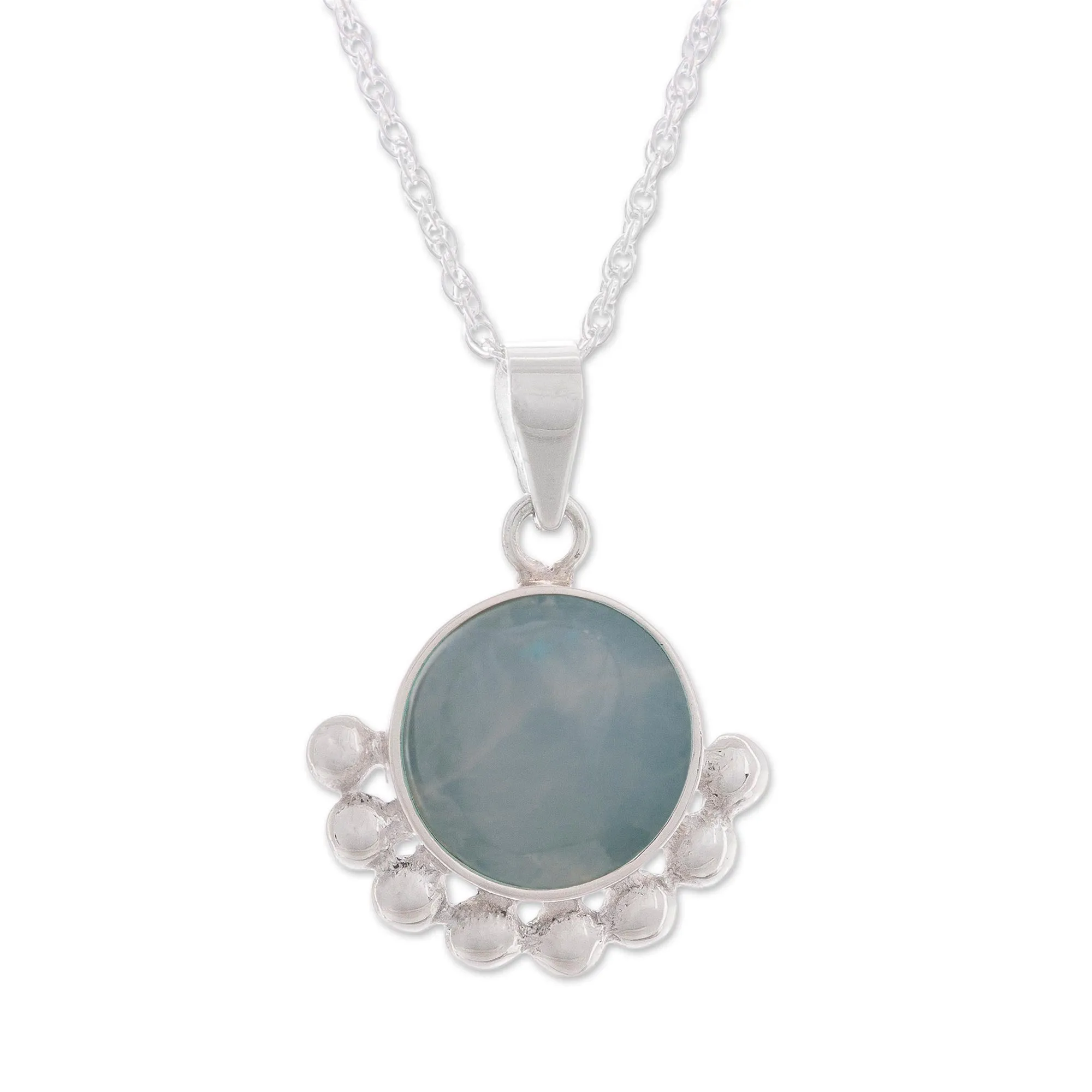 Blue Opal Pendant Necklace from Peru - Bauble Delight | NOVICA