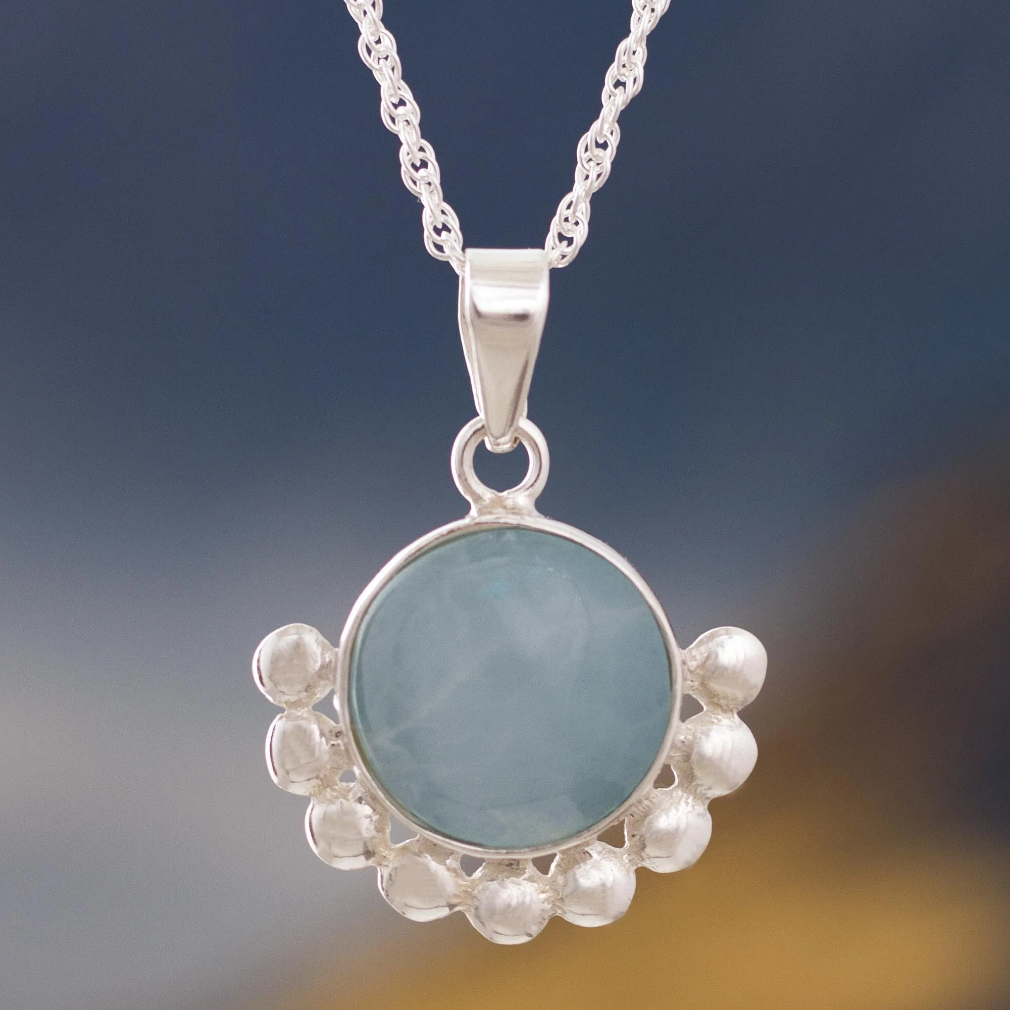 Blue Opal Pendant Necklace from Peru - Bauble Delight | NOVICA
