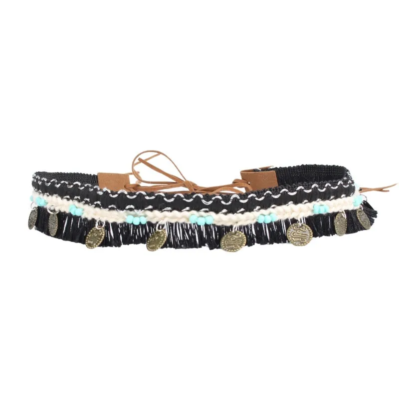 Bohemian Leather Tassel Hatband
