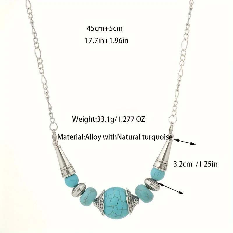 Boho Chic Turquoise Pendant Necklace for Women  Perfect Gift