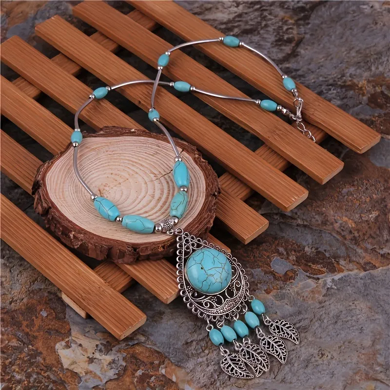 Boho Chic Turquoise Pendant Necklace for Women  Perfect Gift