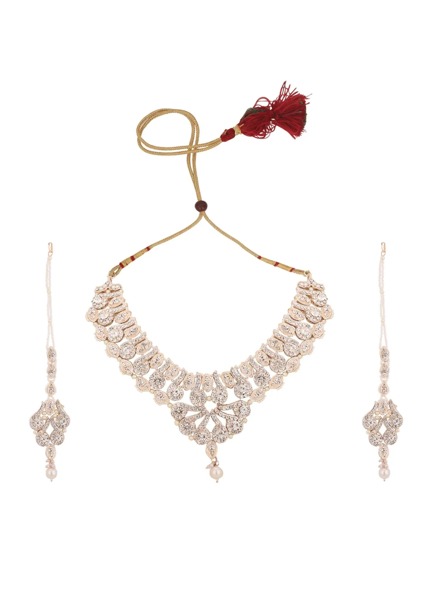 Brass White Jewelry Set - Pure Elegance In Timeless White - Anikas Creation