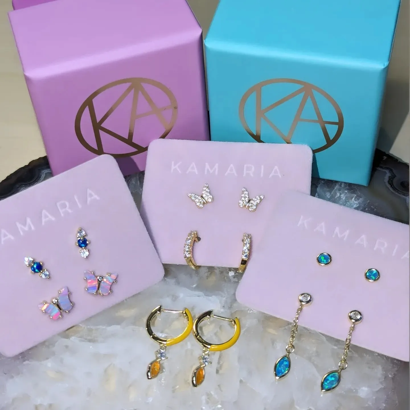 Butterfly Stud Earrings with Crystals