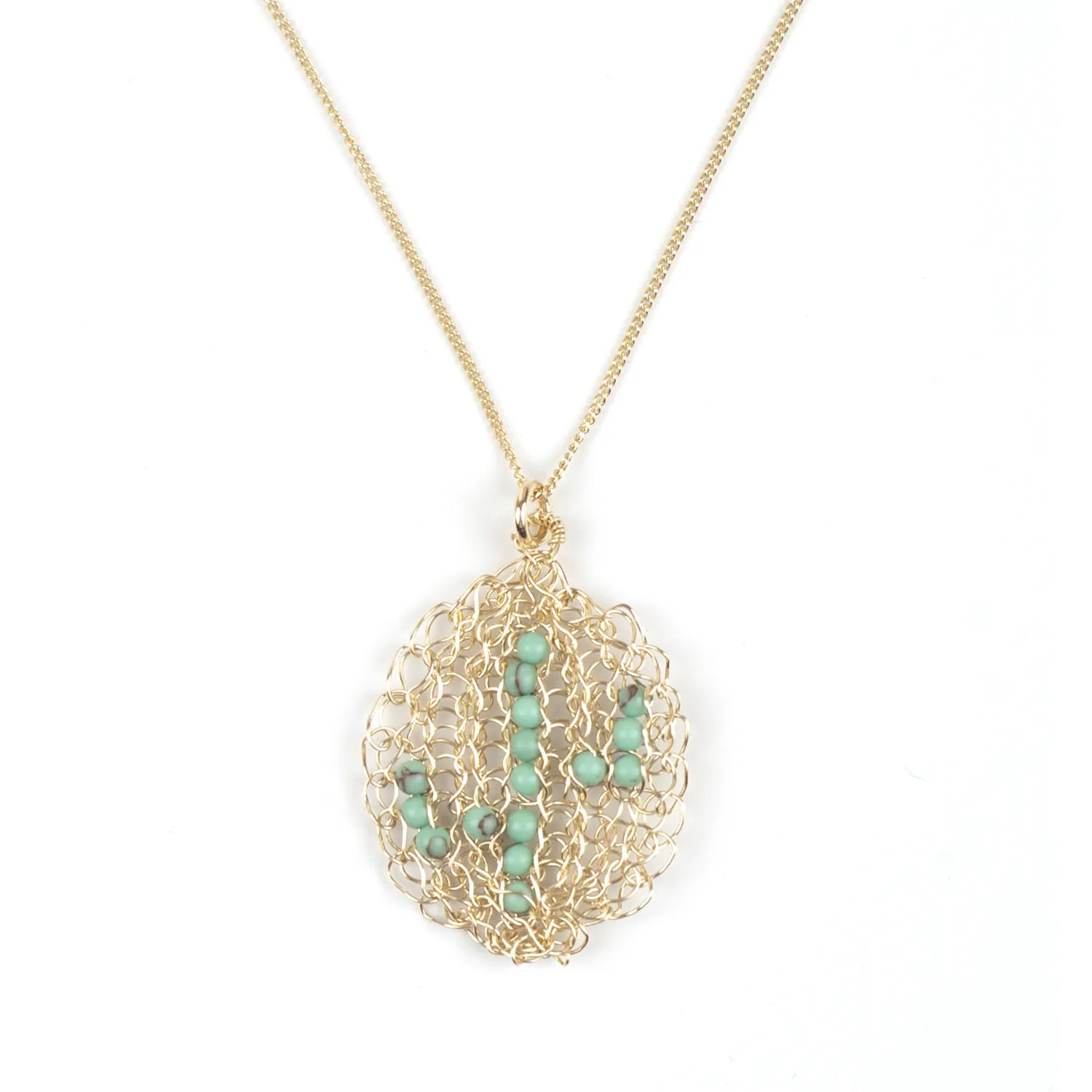 Cactus necklace - gold and turquoise