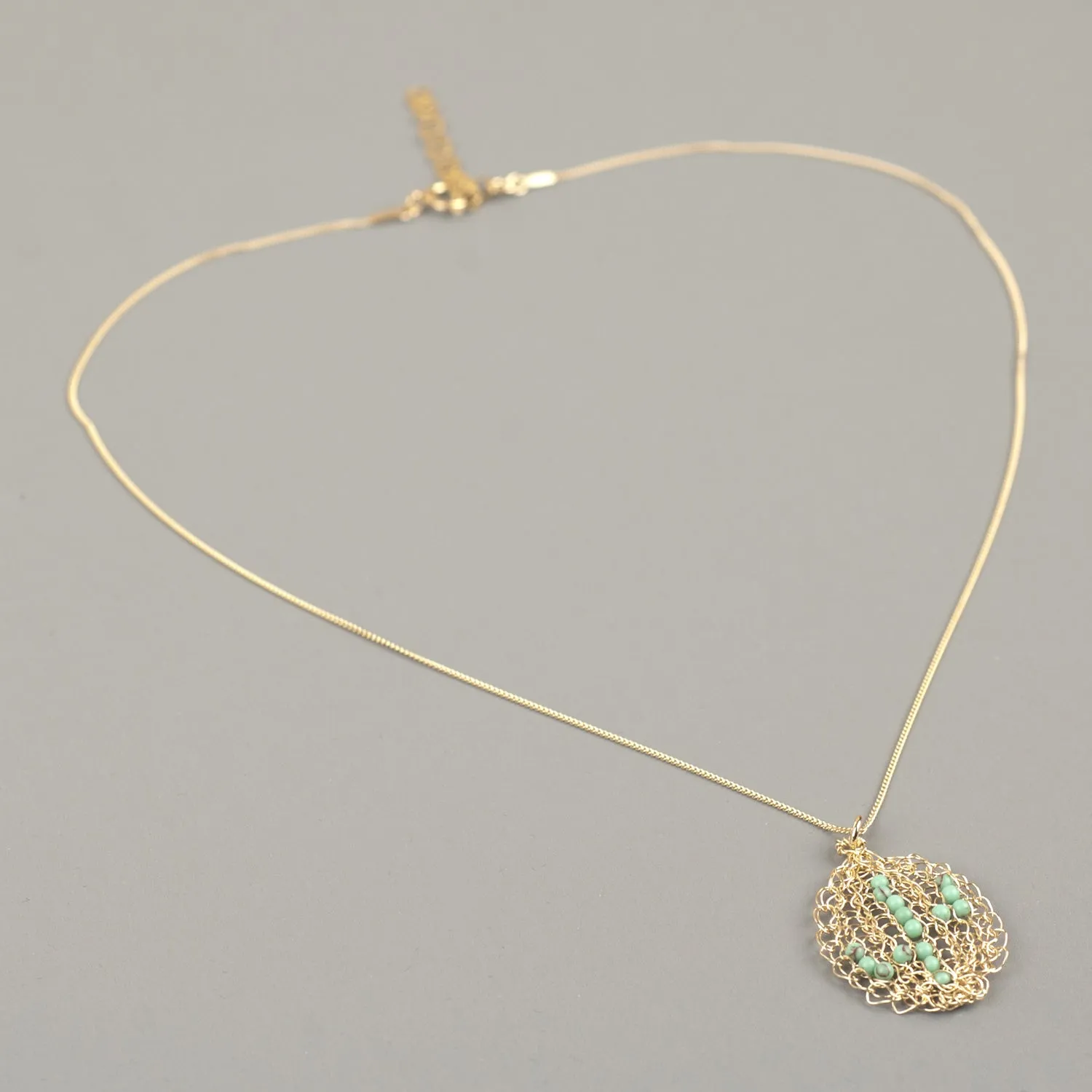 Cactus necklace - gold and turquoise
