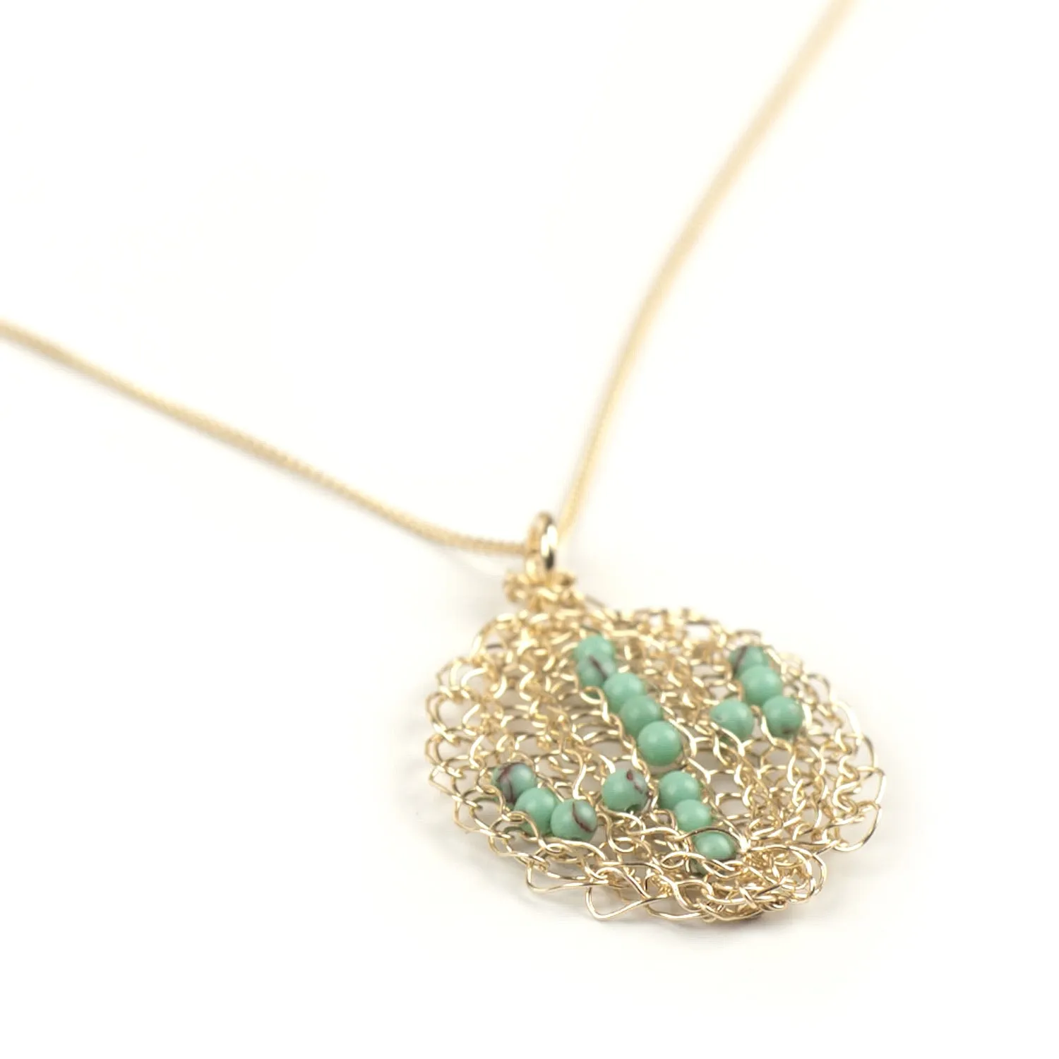 Cactus necklace - gold and turquoise
