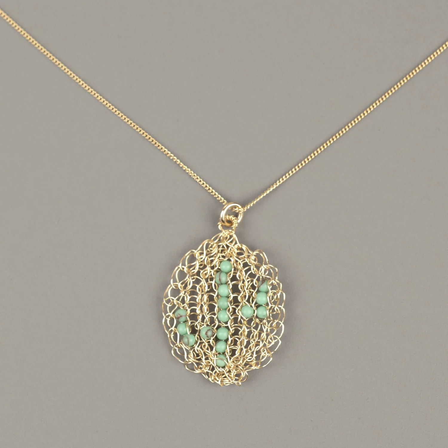 Cactus necklace - gold and turquoise