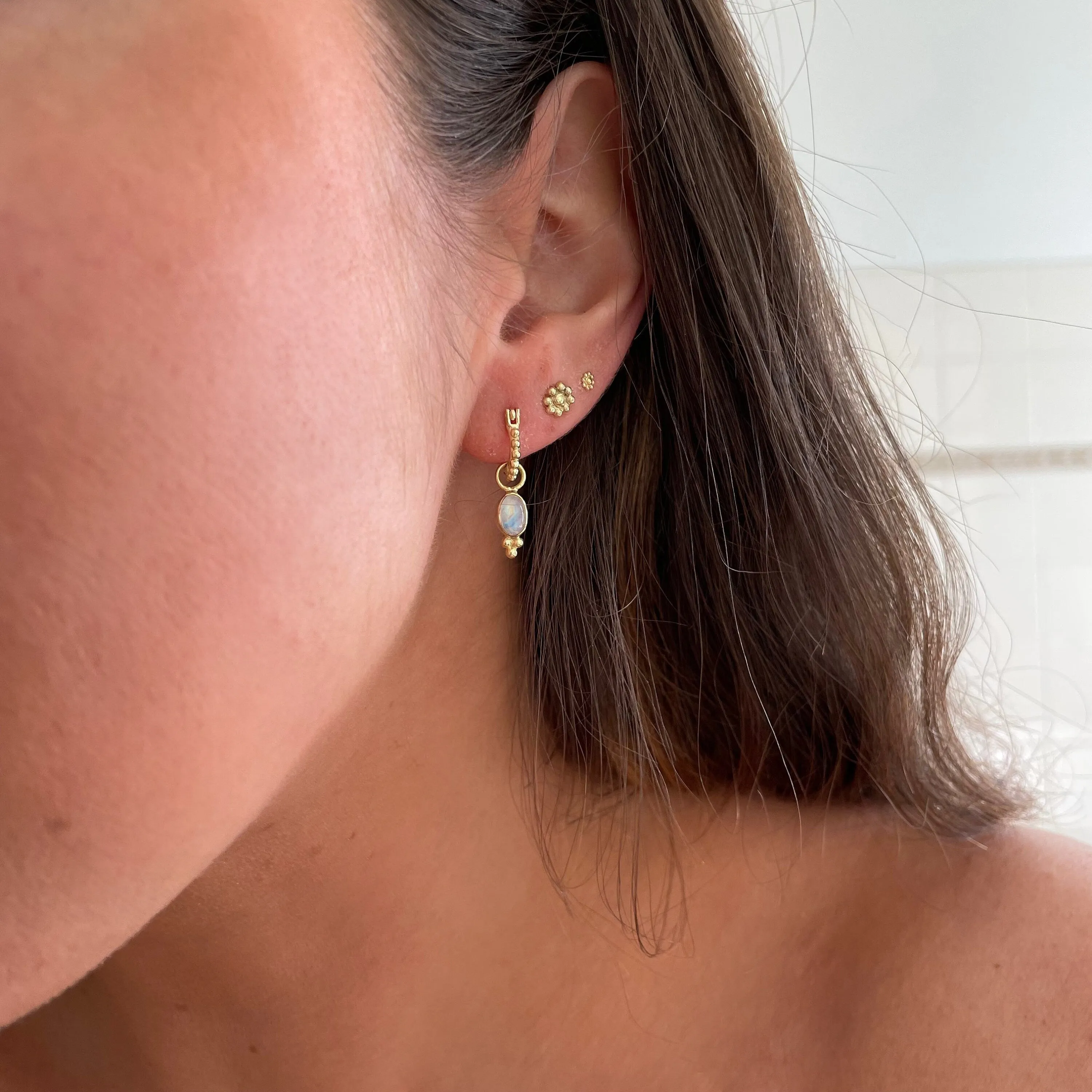 Camille Gold Rainbow Moonstone Hoop Earrings