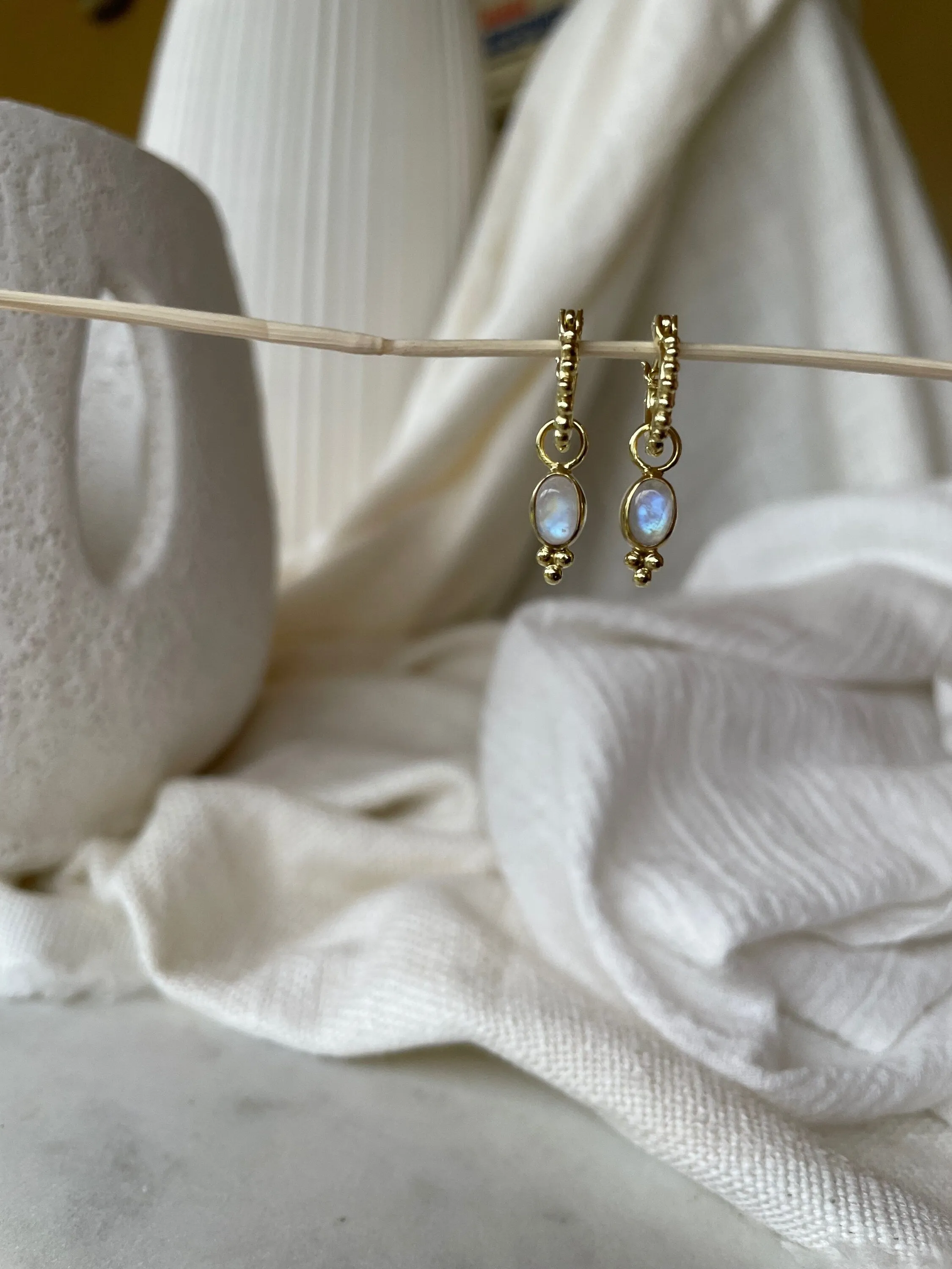 Camille Gold Rainbow Moonstone Hoop Earrings