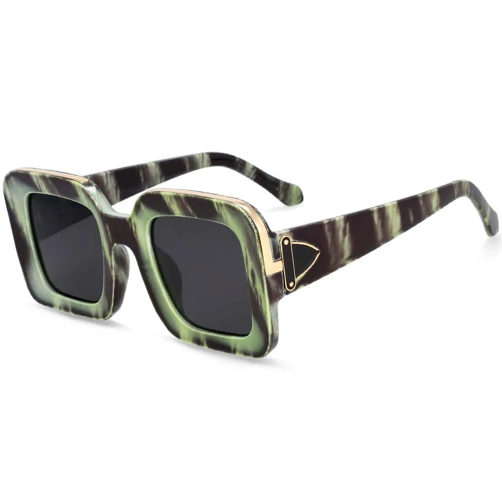 CCspace Unisex Full Rim Rectangle Resin Frame Sunglasses 54333