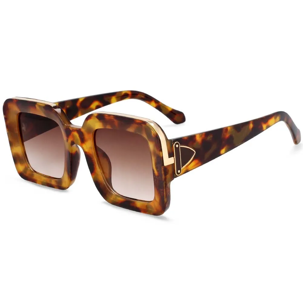 CCspace Unisex Full Rim Rectangle Resin Frame Sunglasses 54333