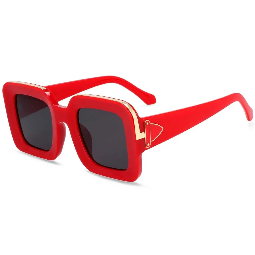 CCspace Unisex Full Rim Rectangle Resin Frame Sunglasses 54333
