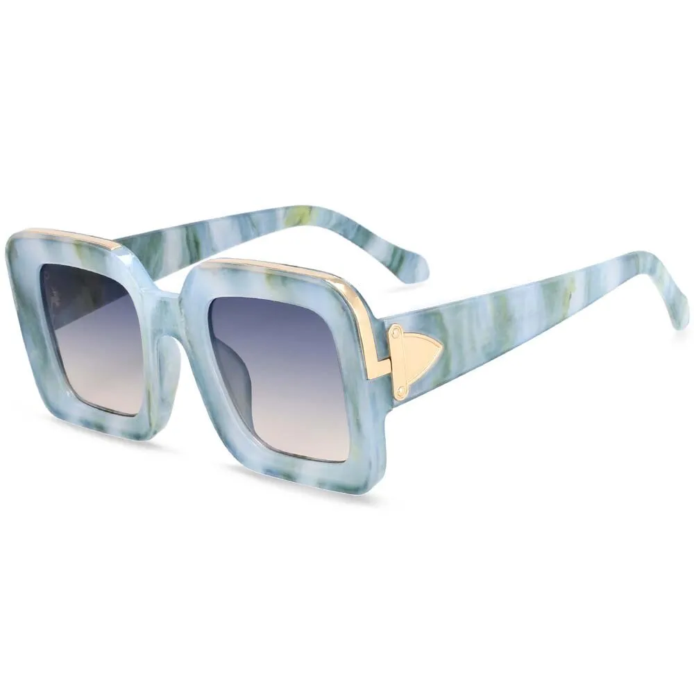 CCspace Unisex Full Rim Rectangle Resin Frame Sunglasses 54333