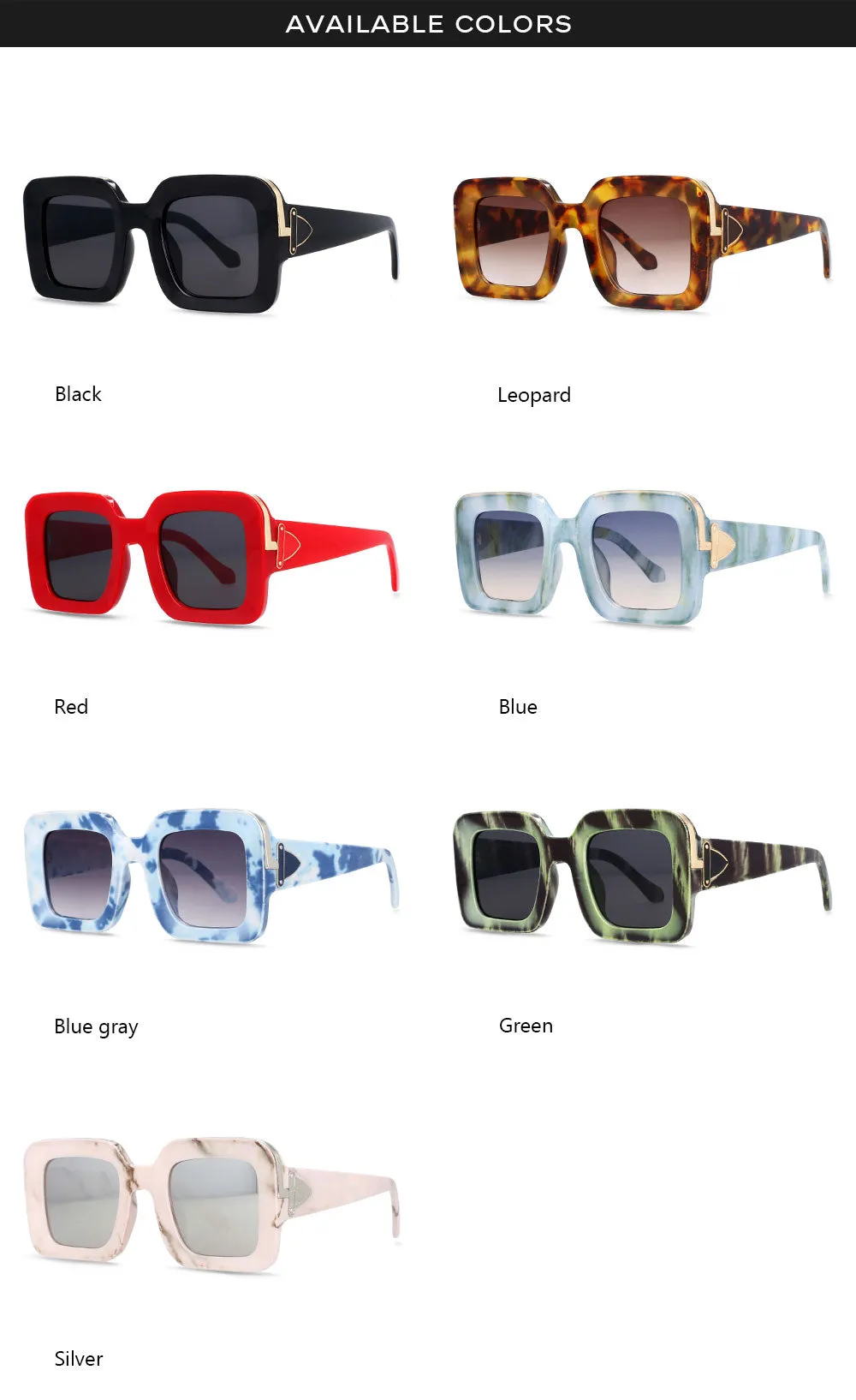 CCspace Unisex Full Rim Rectangle Resin Frame Sunglasses 54333