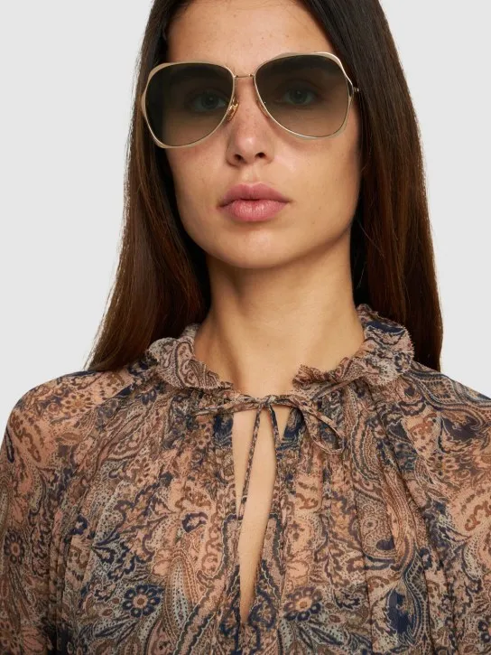 Chloé   Oval oversize metal sunglasses 