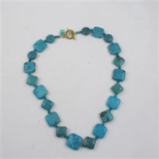 Classic Diamond & Square Turquoise Necklace